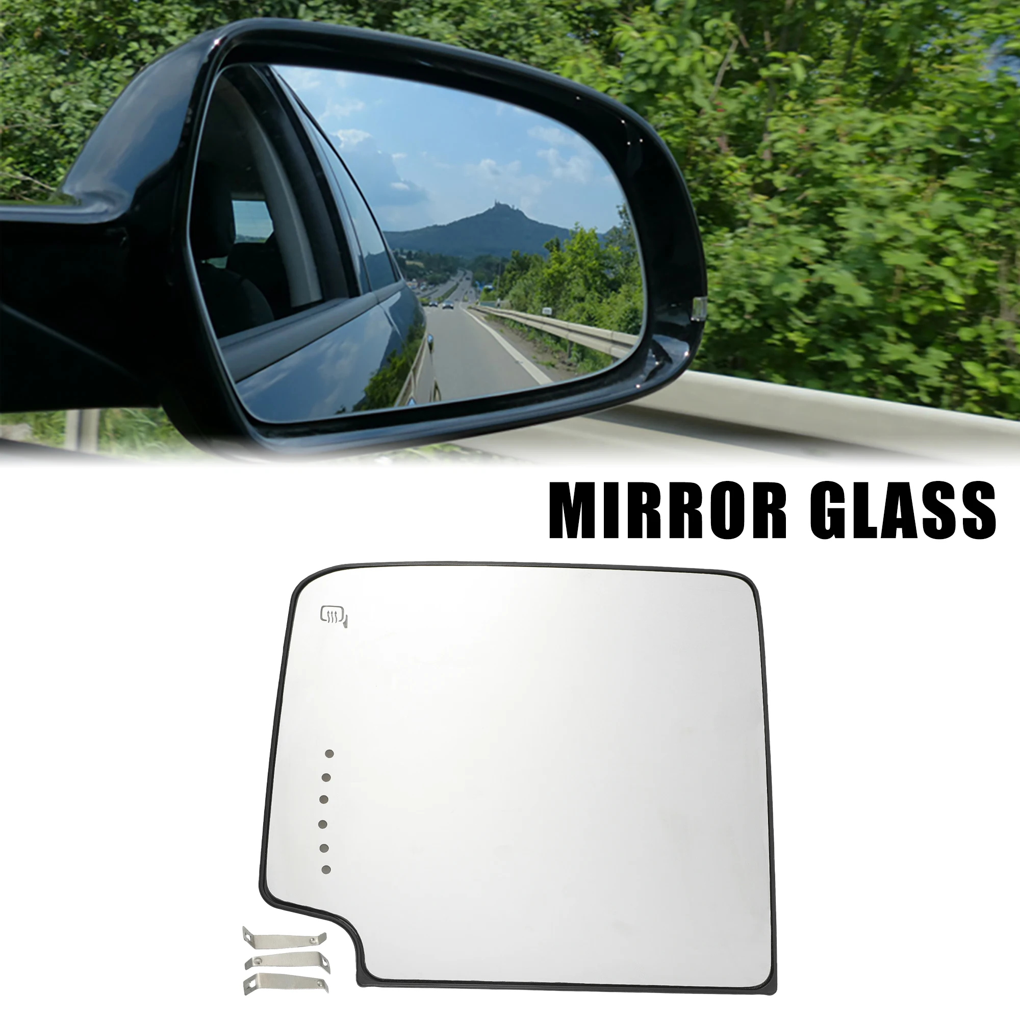 Car Left Right Rearview Mirror Glass Heated Mirror Glass Replacement W/ Backing Plate for Chevrolet Silverado 1500 2016-2018