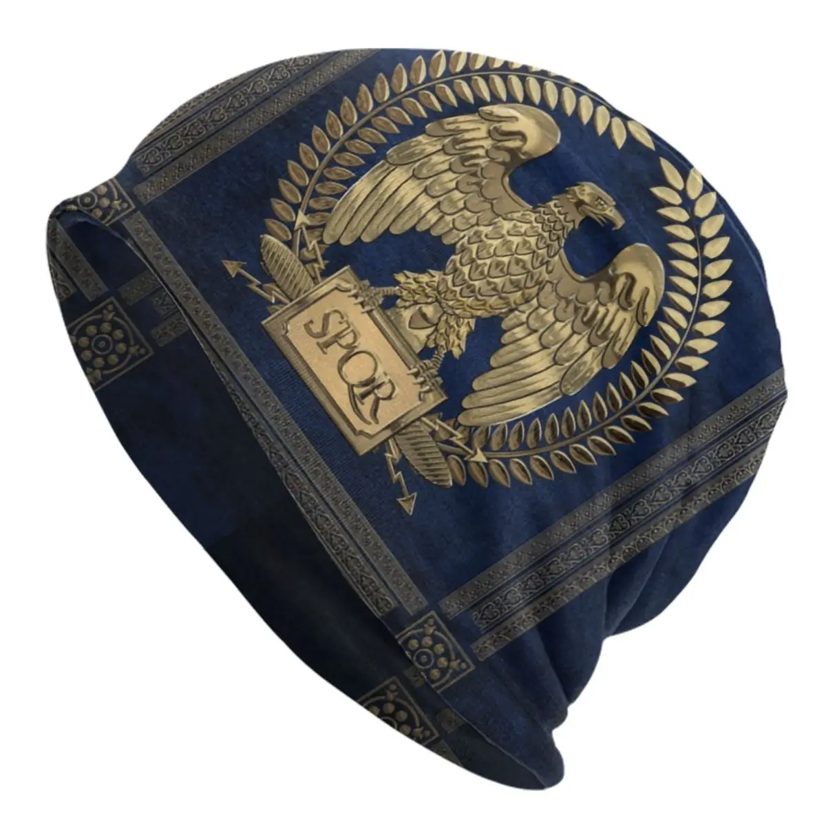 Custom Roman Empire Gold Imperial Eagle Skullies Beanies Caps Unisex Fashion Winter Warm Knitted Hat Adult Rome SPQR Bonnet Hats