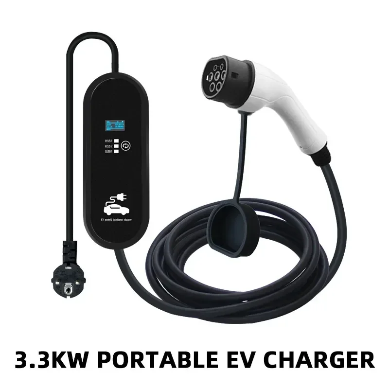 Portable EV Charger Type2 IEC62196-2 16A EVSE Charging Cable Type2 IEC62196-2 EU Plug Controller Wallbox for Electric Car