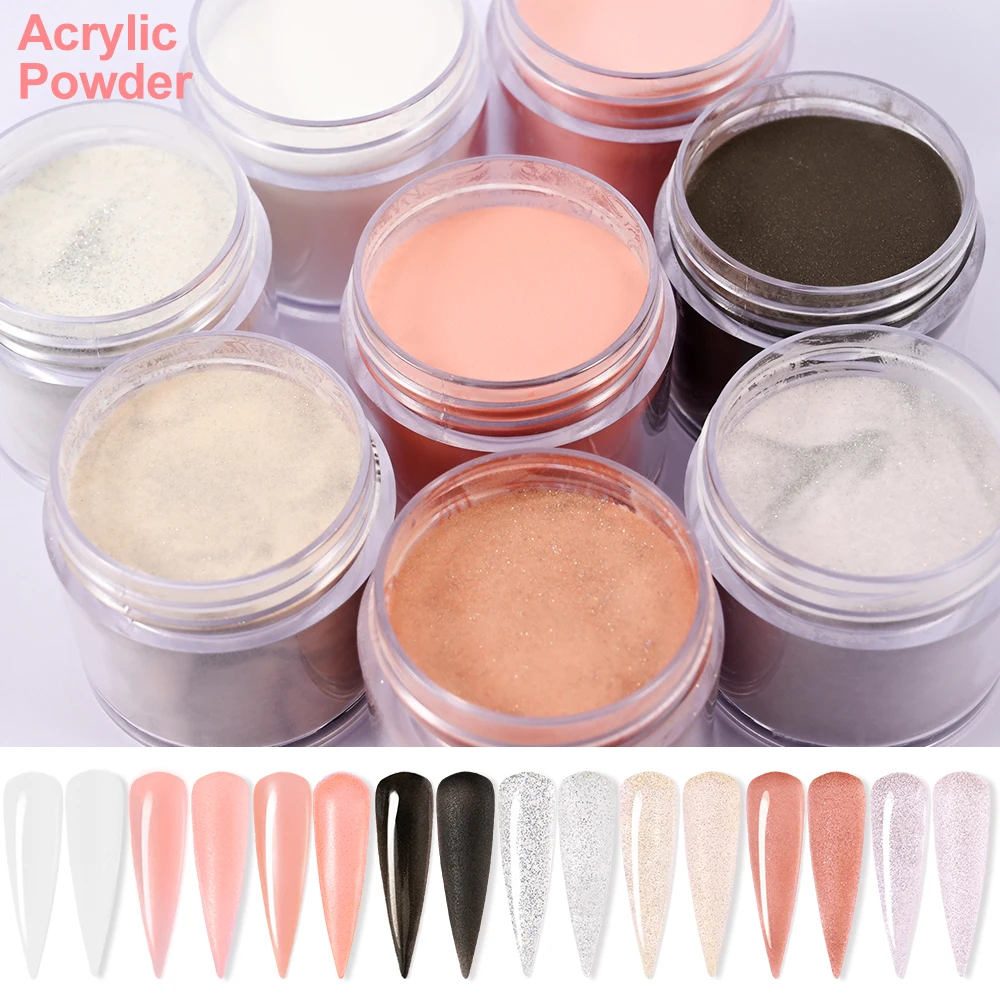 30ml French Nude Glitter Powder polvere acrilica 3 in 1 Polymer Nail Extension Carving Crystal Powder No Need Lamp Builder Powder