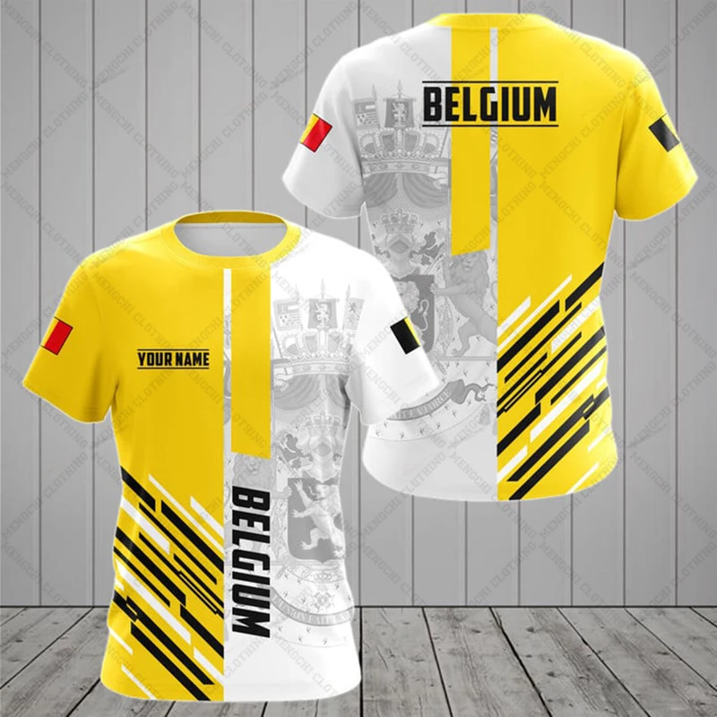 Belgium Emblem Customized Unisex T-shirts Loose Oversized O-neck Tops Summer Sportswear Vintage Casual Tees For Adults and Child