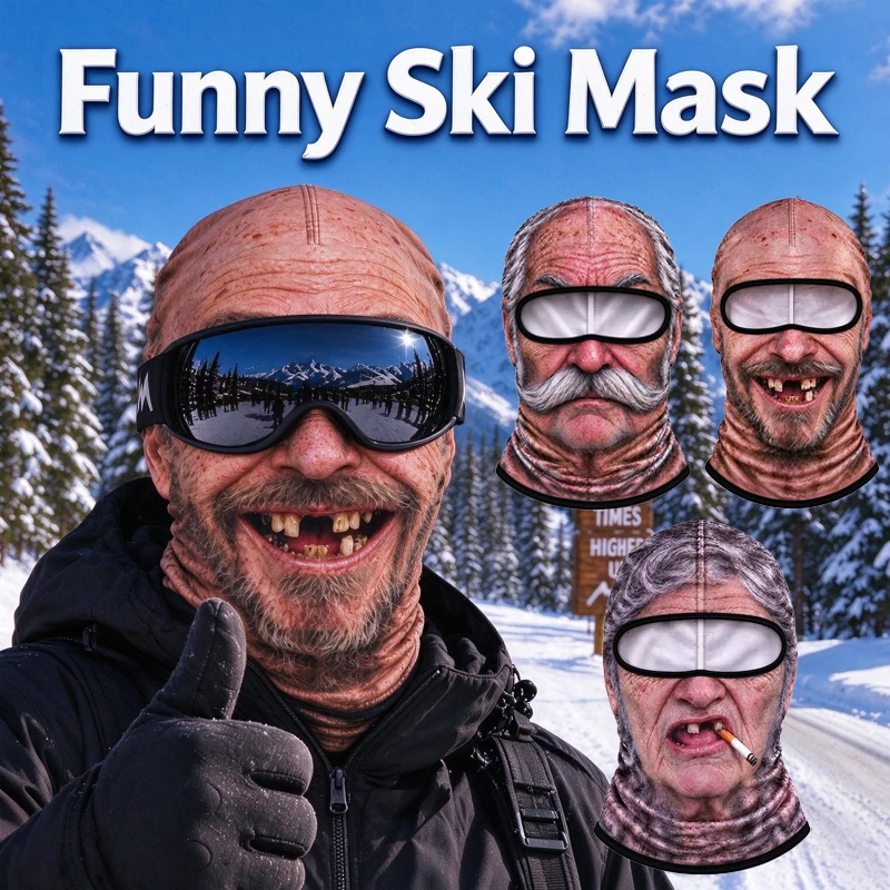 Funny 3D Face Balaclava Hat Full Face Covering Hood Balaclava Motorcycle Riding Skiing Face Mask Outdoor Warm Balaclava Hat