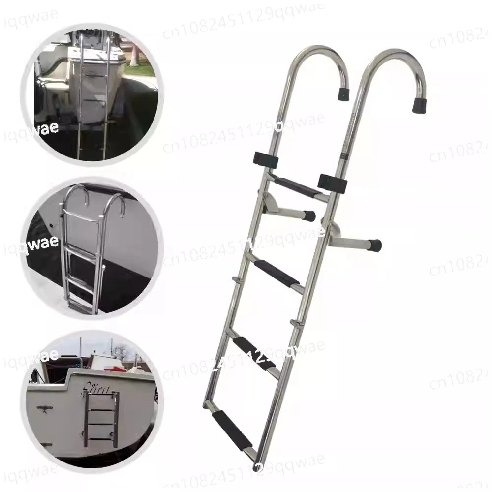 Four-section stainless steel 304 folding downwater ladder, hook hanging ladder, escalator