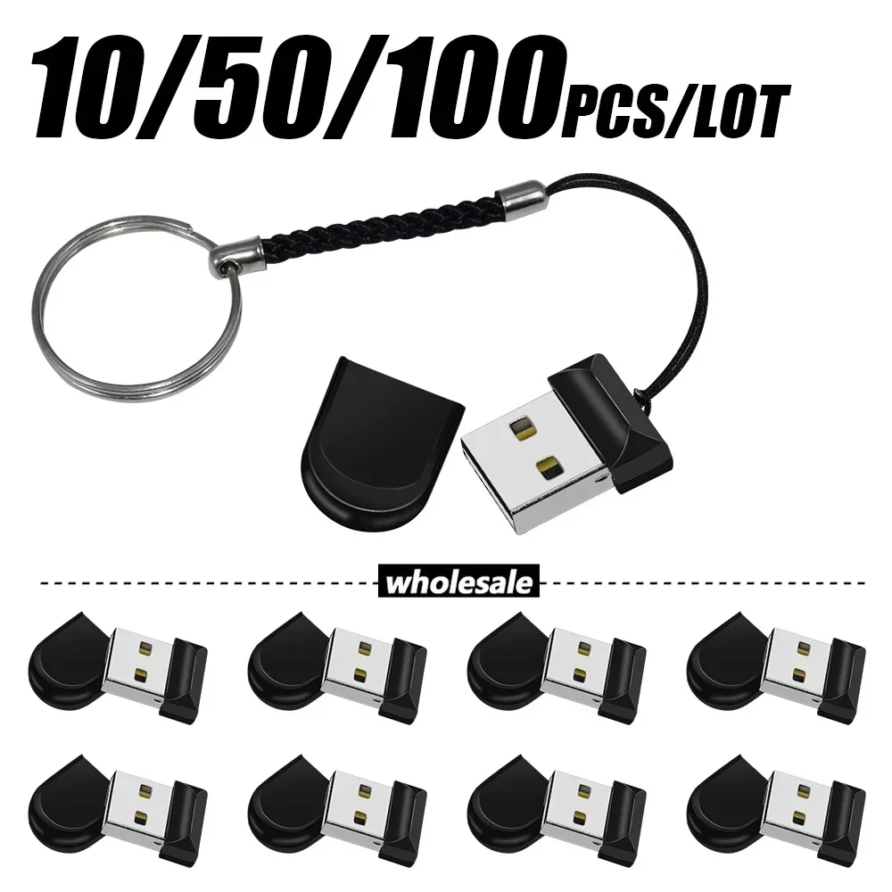 10/50/100pcs lot Super Mini USB 2. 0 Flash Drive 64GB 32GB 16GB 8GB 4GB Waterproof high speed Thumbdrive U Disk Memory Stick