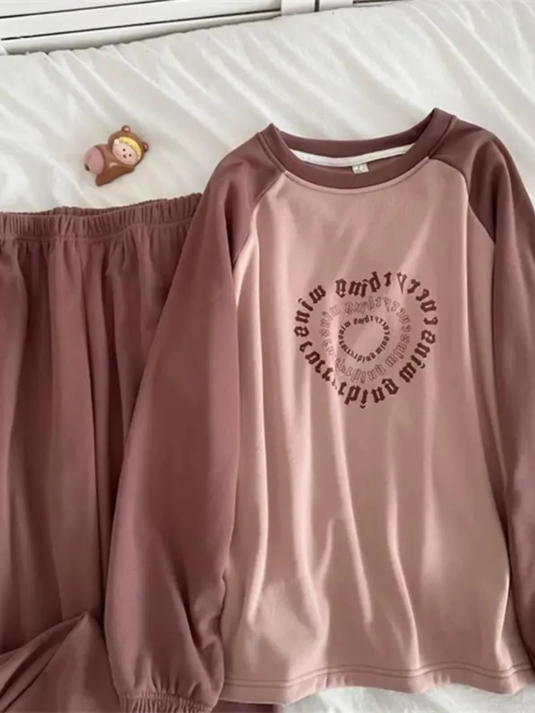 plus Size Women's Home Clothes Set Sleepwear Long Sleeve Letter Print Comfortable Fit Autumn Winter plus Size Fat MM Clothes
