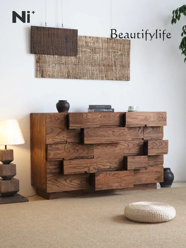 

BX Medieval Solid Wood Living Room Dining Side Cabinet French Retro Decorative Cabinet Designer Simple Home