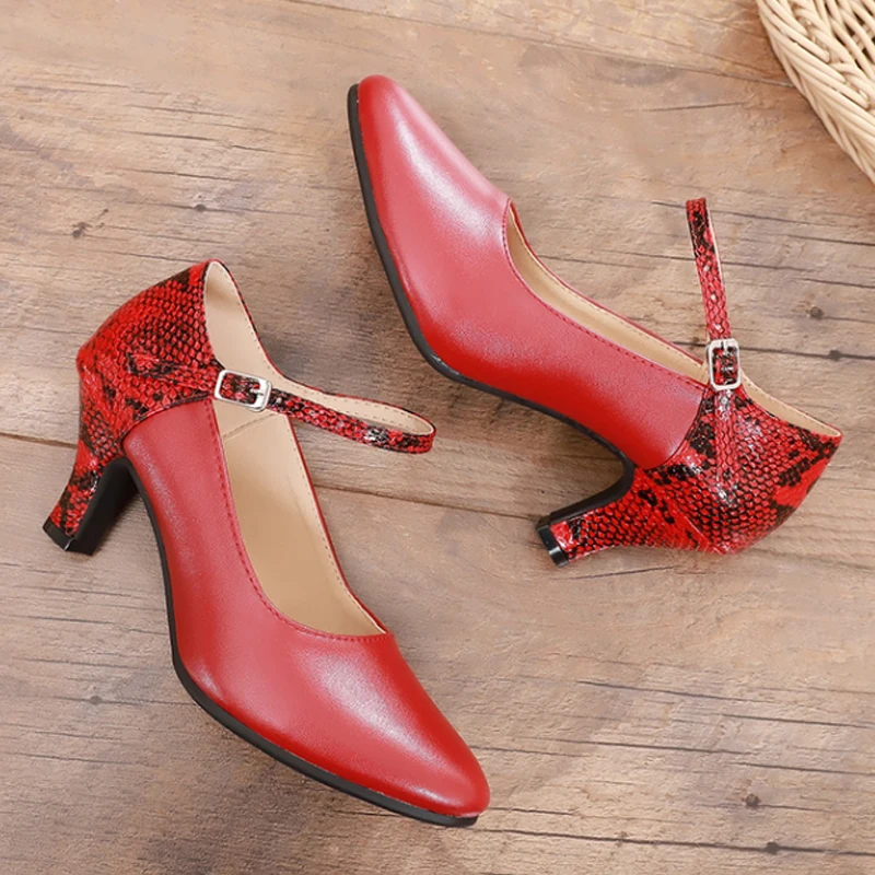 Zapatos latinos para mujer, zapatillas de salón de Salsa, Jazz, tacones altos para mujer, rojo, negro, plateado, zapatos de baile de Tango