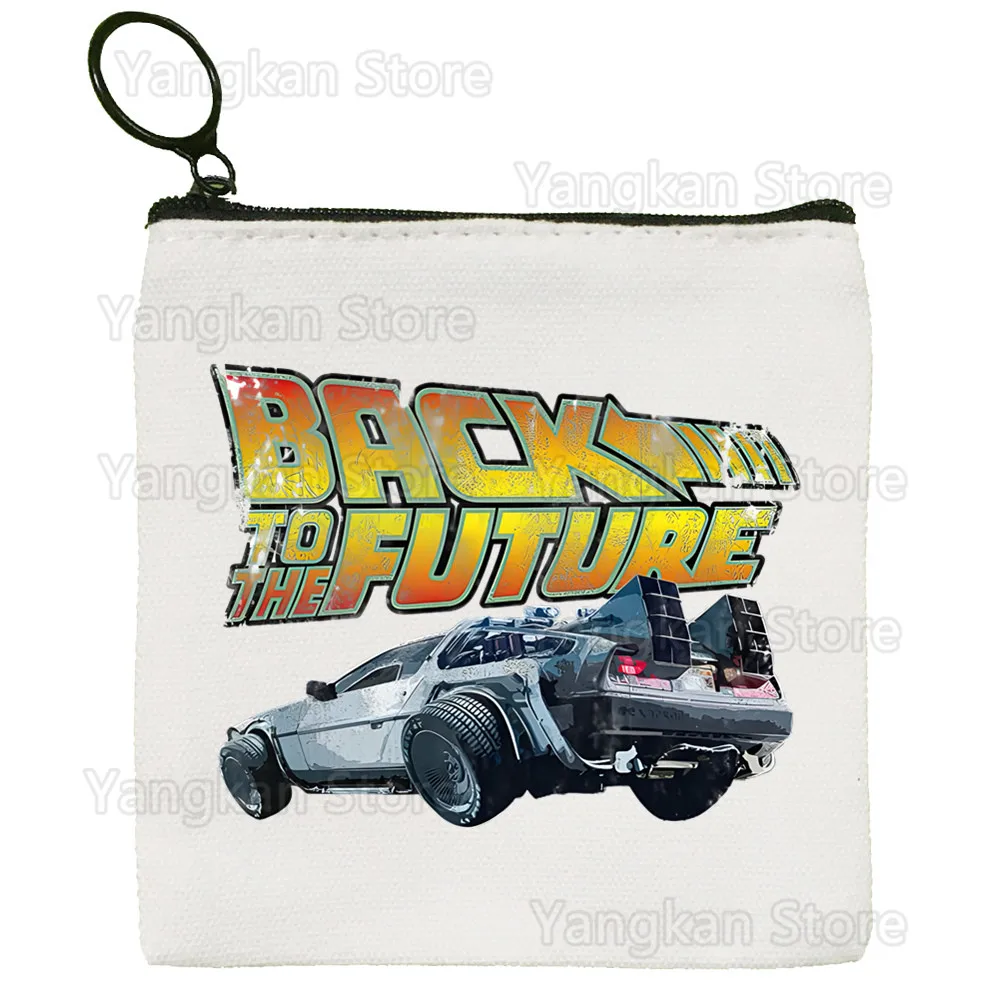 Back To The Future Delorean Canvas Coin Purse Custom Logo Storage Pouch Canvas Bag  New Coin Bag Key Coin Purse