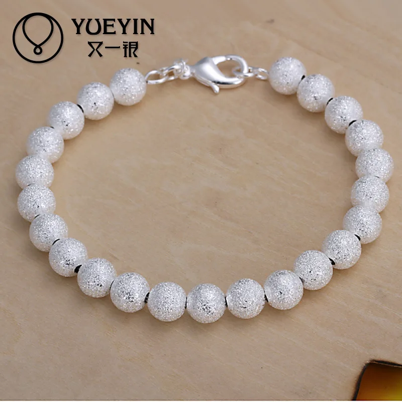 925 Sterling Silver 8mm Frosted Round Bead Bracelet For Men and Women Fashion Jewelry Simple Generous Birthday Gift