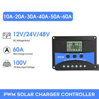 VictorFri PWM Solar Charge Smart Controller 10A 20A 30A 40A 50A 60A LCD Display 12V 24V 48V Solar Cell Panel Charger Regulator