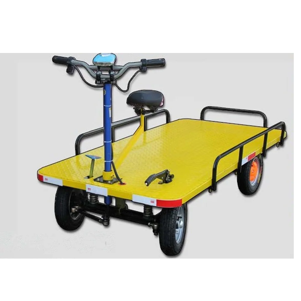 1.5m 2m and 2.5m Length Workshop Cargo Transfer 1 Ton Trackless Rubber Wheel Flat Cart