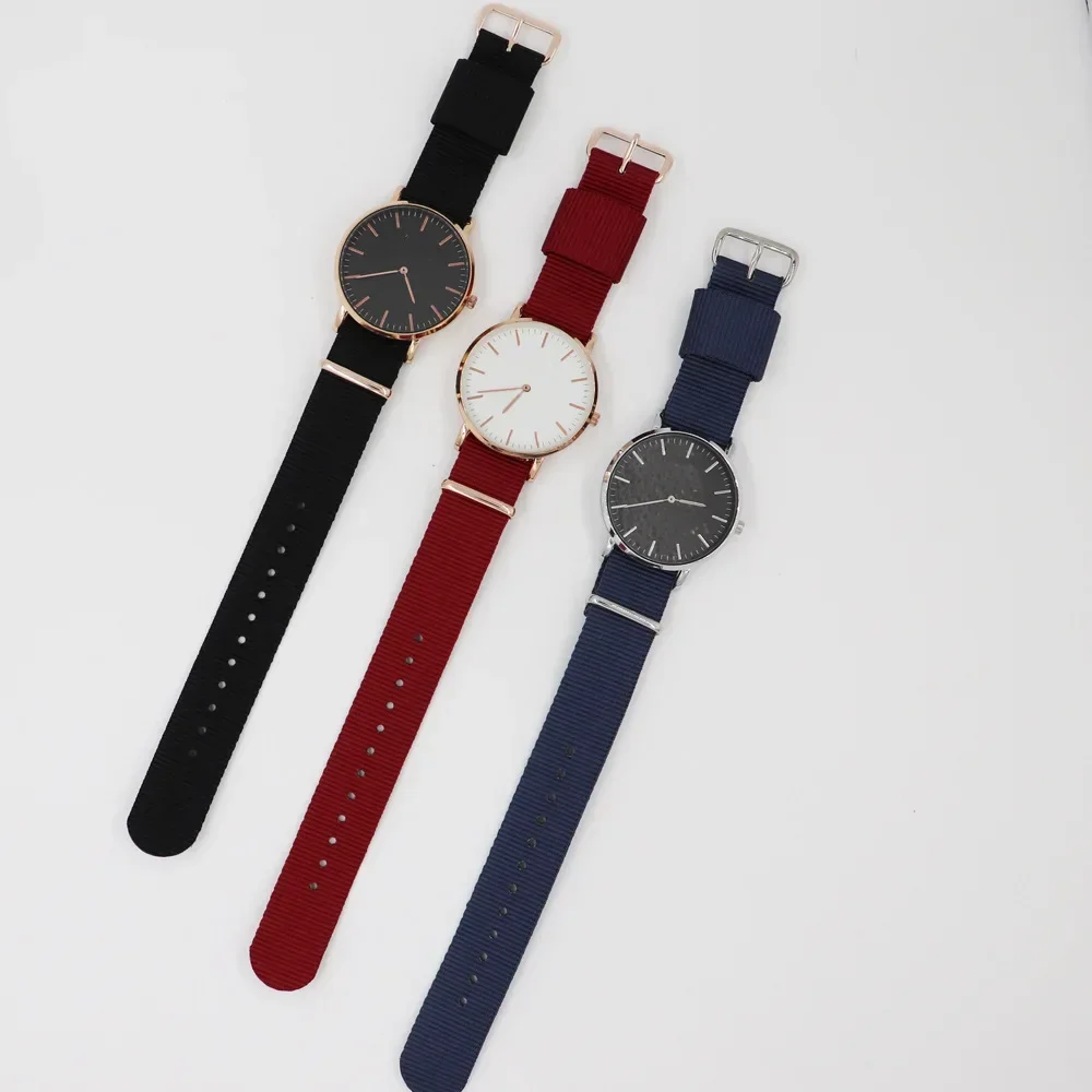 

Nylon Strap Watch，Men's Watches，New Fashion Leisure Solid Color Quartz Wristwatches，Thin Strap Round Male Watch Not Waterproof