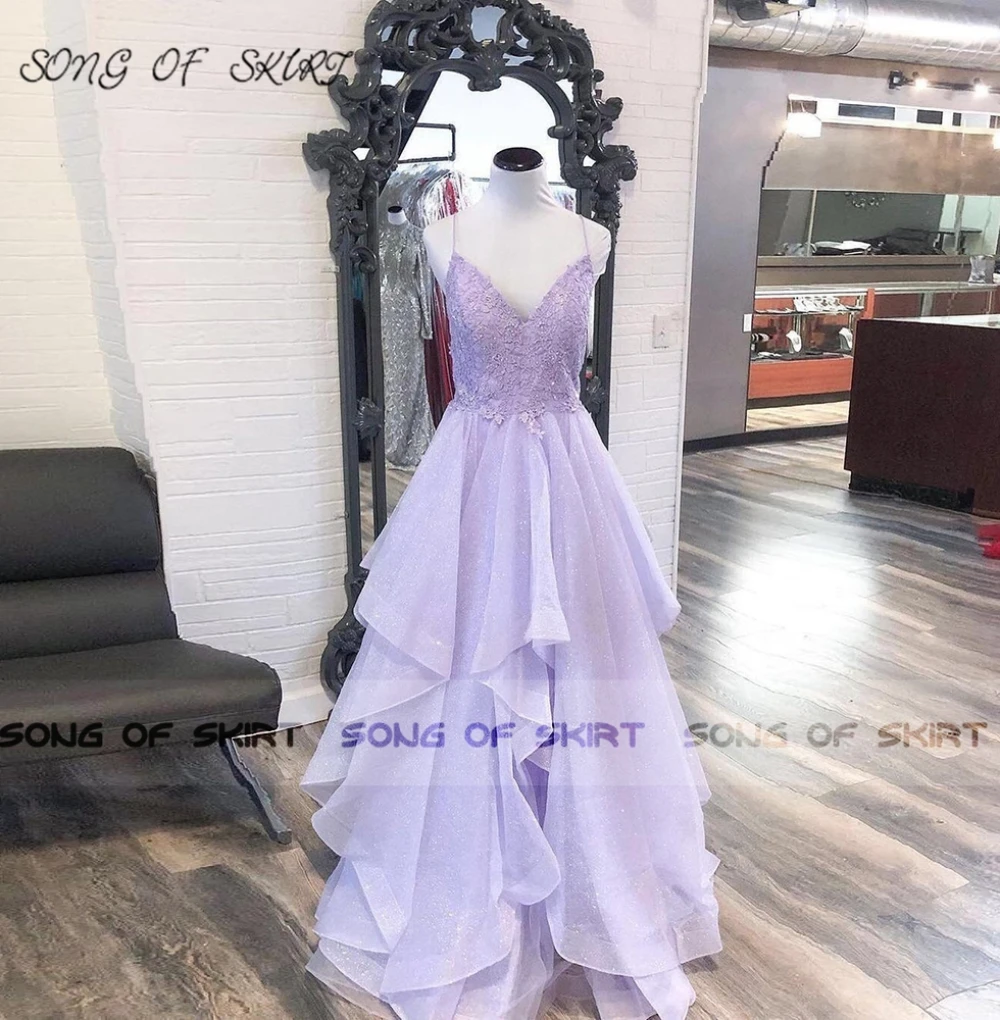 Elegancja Bling Lilac sukienki na powrót do domu cienki pasek na ramię aplikacja kobiety kolacja Party suknie koktajlowe Vestidos De Fiesta