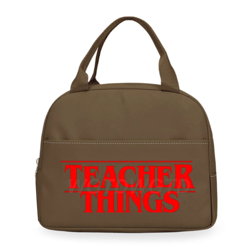Harajuku Teacher Things Print Portable Lunch Bag Women Men Food Thermal Box Multi-function Office Bento Insulated Handbag