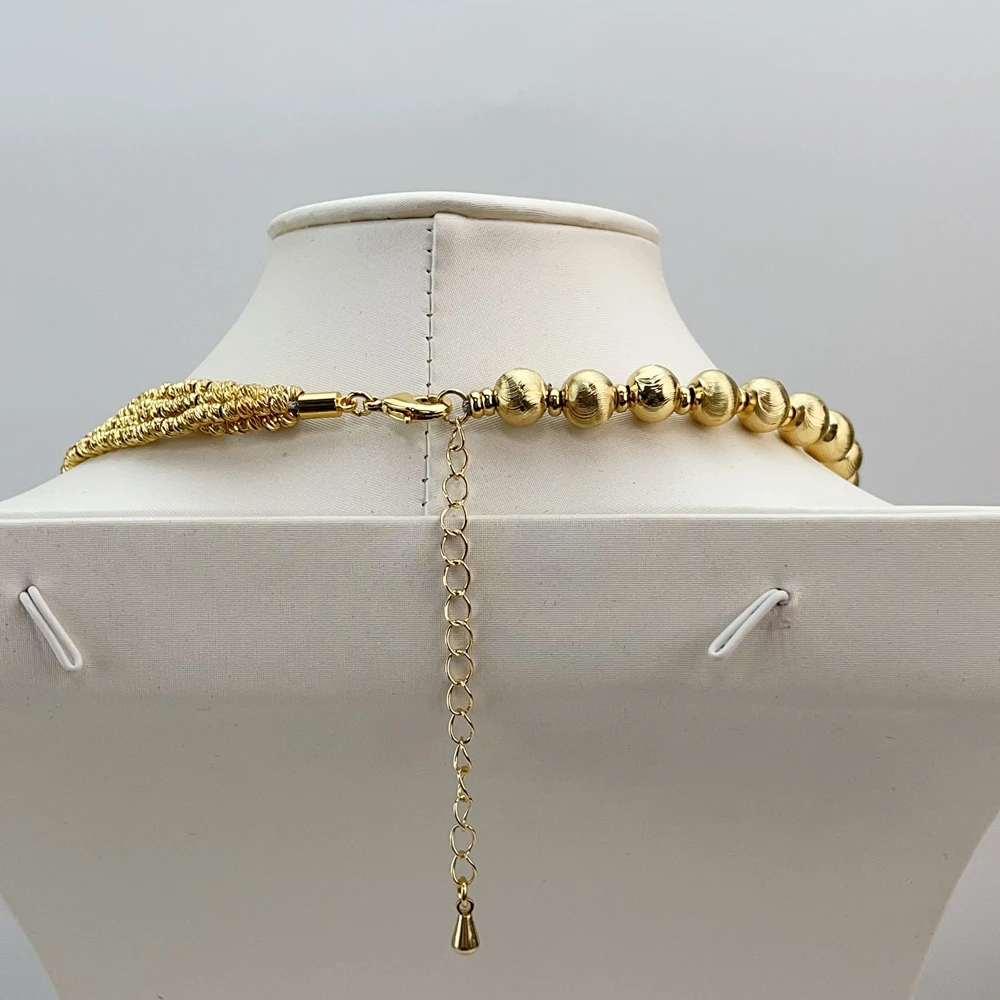 EMMA موضة دبي مطلية بالذهب الخرز القلائد أقراط خواتم مجموعات المجوهرات الجميلة للنساء هدايا مجوهرات الزفاف FHK21417