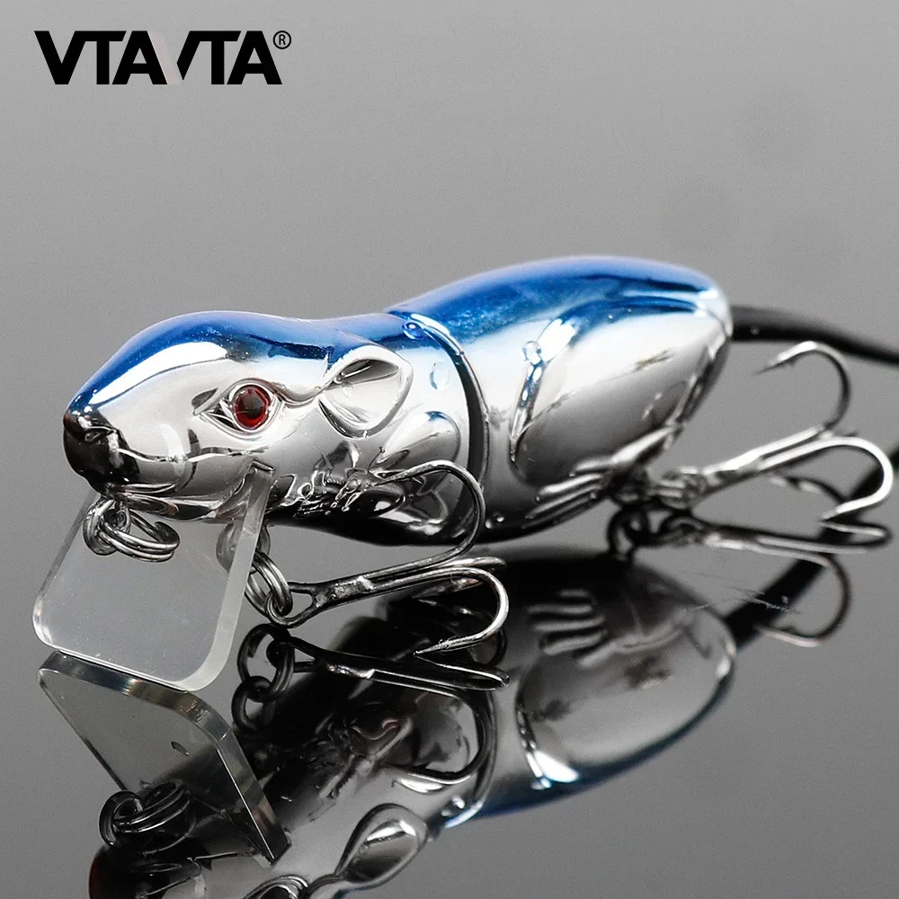 VTAVTA 63mm 10g Lifelike Artificial Floating Miuras Mouse Fishing Lure Rat Wobbler Pike Mouse Bait For Fishing