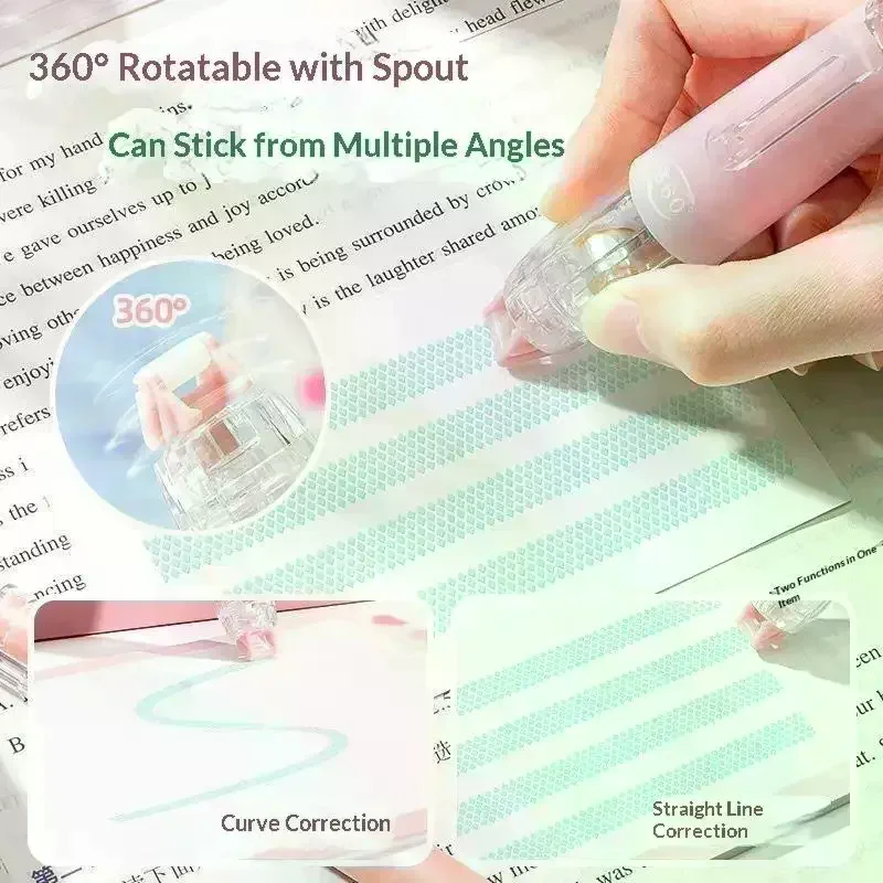360 Rotatable Dots Glue Roller Double Sided Tape Pen 5m Refillable Adhesive For Scrapbooking DIY Crafts School Office Supplies