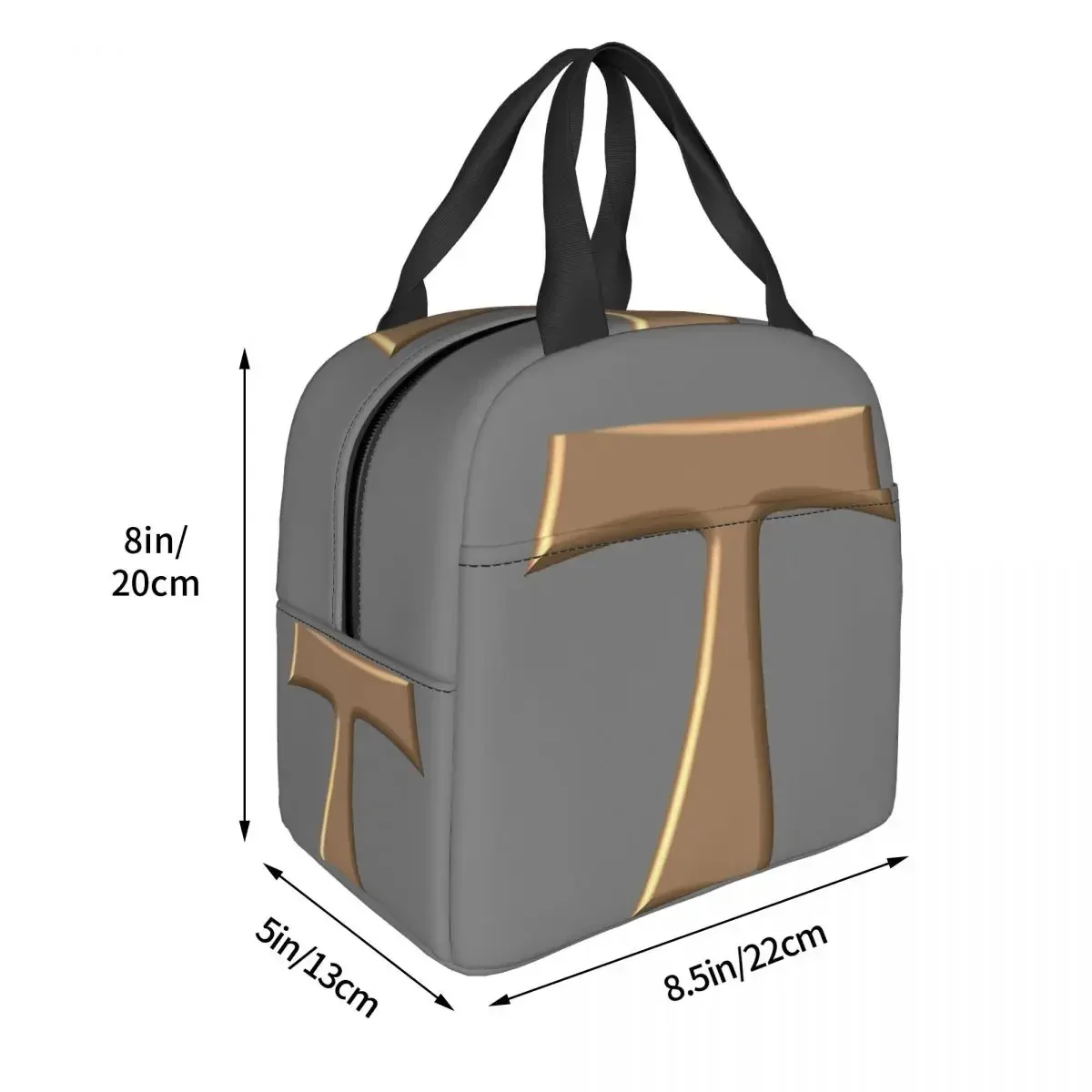 Copper Look Franciscan Tau Cross Insulated Lunch Bags Picnic Bags Thermal Cooler Lunch Box Lunch Tote for Woman Work Kids School