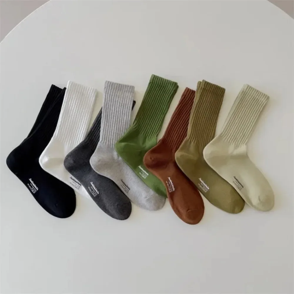 Solid Color Streetwear Long Socks Knitting Cotton Men Socks Casual Breathable Hip Hops Skateboard Sports Socks Men Males Fashion