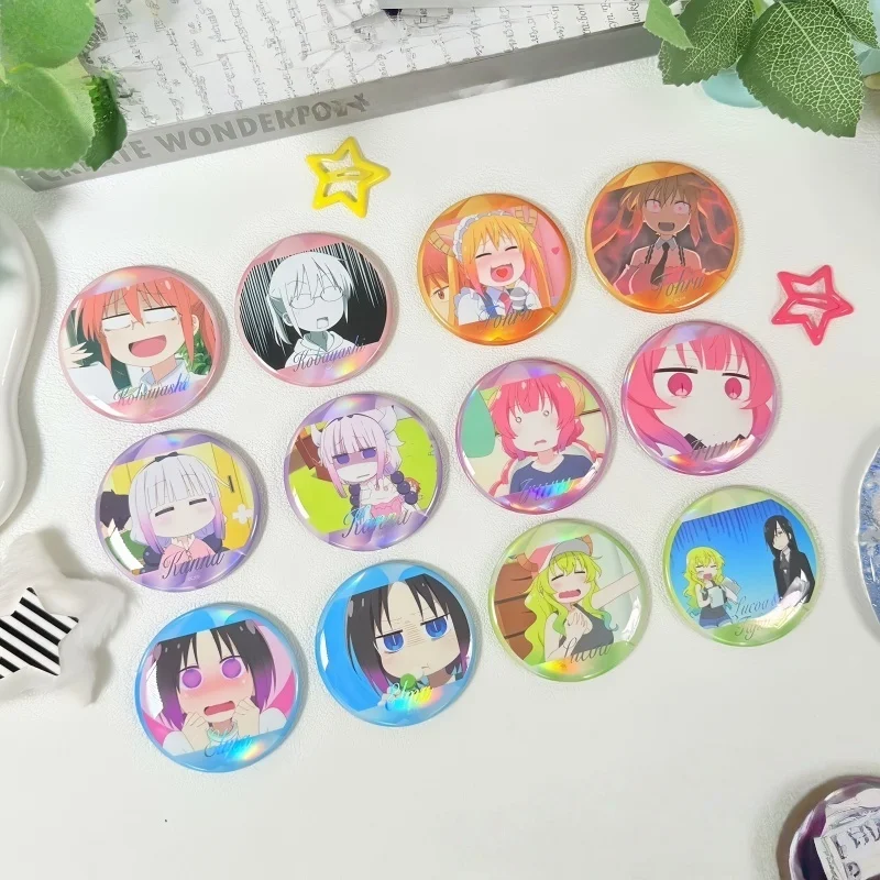 

Genuine 5.8cm/2.28inch Miss Kobayashi'S Dragon Maid Thor Tinplate Round Cute Cartoon Refrigerator Sticker Blind Box Collection