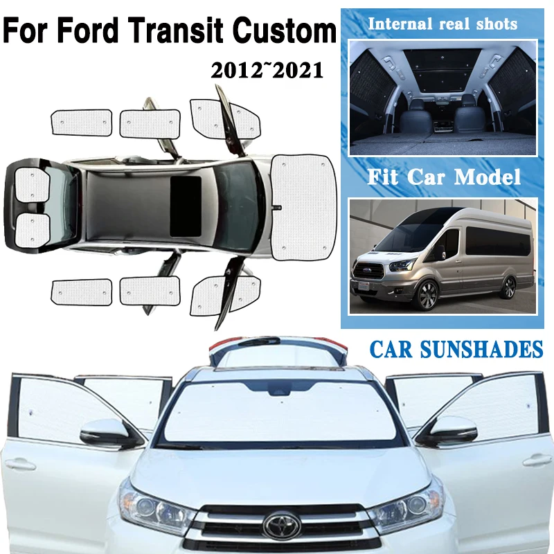 

Full Car Cover Sun Visor For Ford Transit Custom 2012~2021 L2H2 L1H1 Auto Anti-UV Sun Parasol Window Protector Cover Accessories