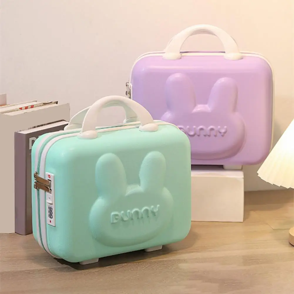 Lazy Bear Cosmetic Case Suitcase Cute Handle Lock Password Mini Luggage Cosmetic Storage Box Travel Toiletry Makeup Code Case