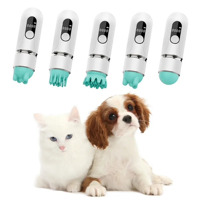 

USB Rechargeable Head Replaceable Relaxing Pet Grooming Tool Pet Massage for Dogs and Cats