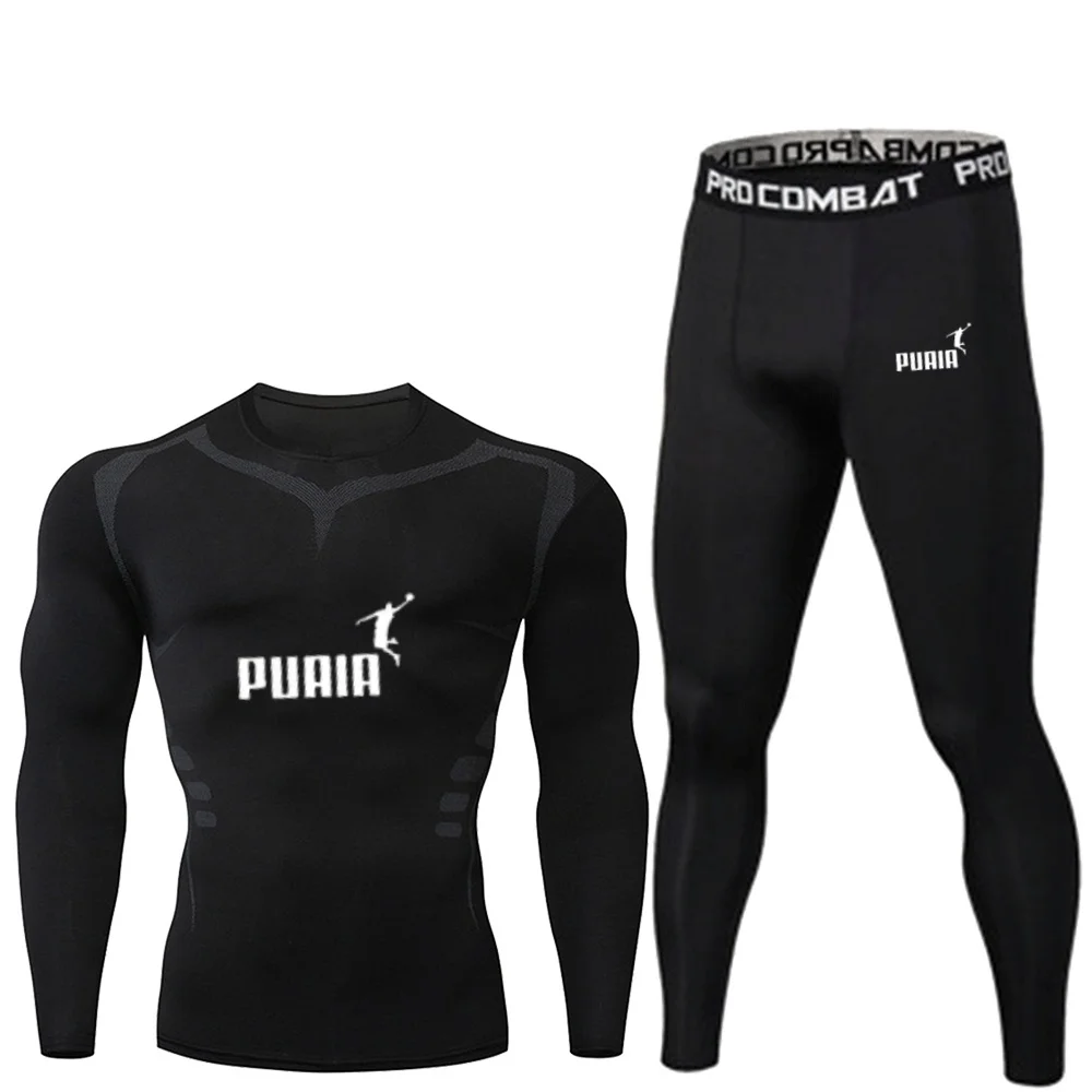 Men Compression Sports Suit Quick Dry Short Sleeve Tight Pants Set Breathable Gym Fitness Running Training Athletic Sportswear