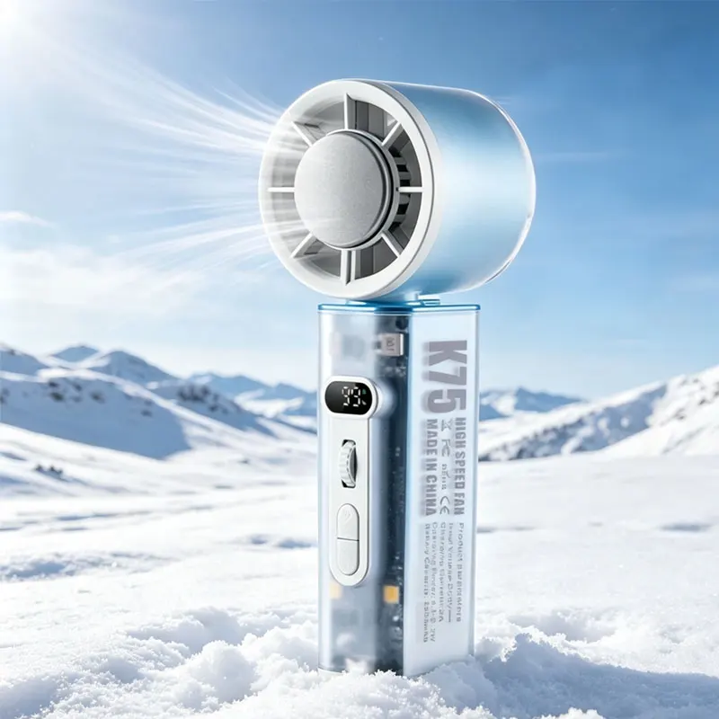 

100 Level Summer Strong Wind Semiconductor Cooling Fan Portable 3000mAh Rechargeable Transparent Fan Home Outdoor Ice Fans