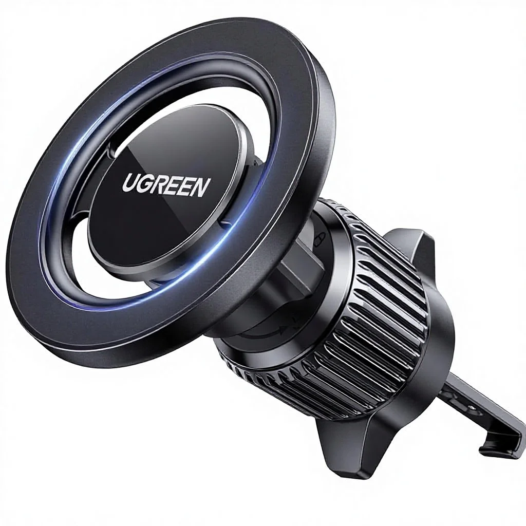 Ugreen Magnetic Air Vent Phone Mount for Bed Use for Compatible with for 17/16/15/14/13/12 Pro Max Strongest Magnet Black
