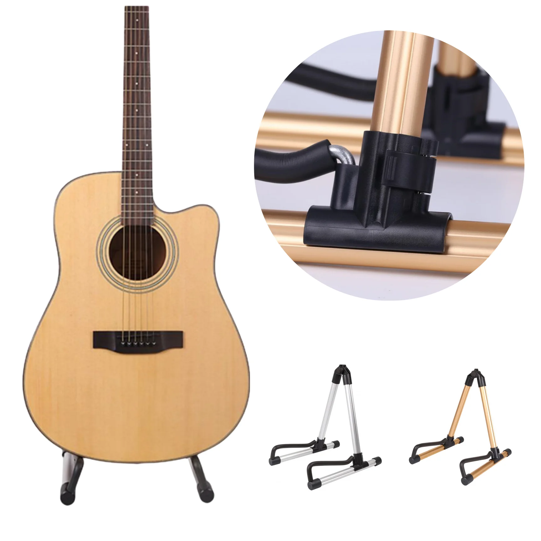 Guitar Stand Aluminum Alloy Foldable Removable A- Frame for Guitars Bass Ukulele Portable Bracket