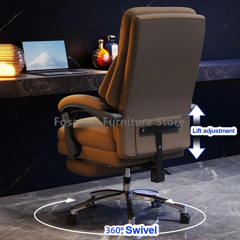 Almofada de látex confortável de couro para escritório, cadeira para pc com braços de ligação, para jogos em casa, computador, mesa, cadeiras giratórias ajustáveis