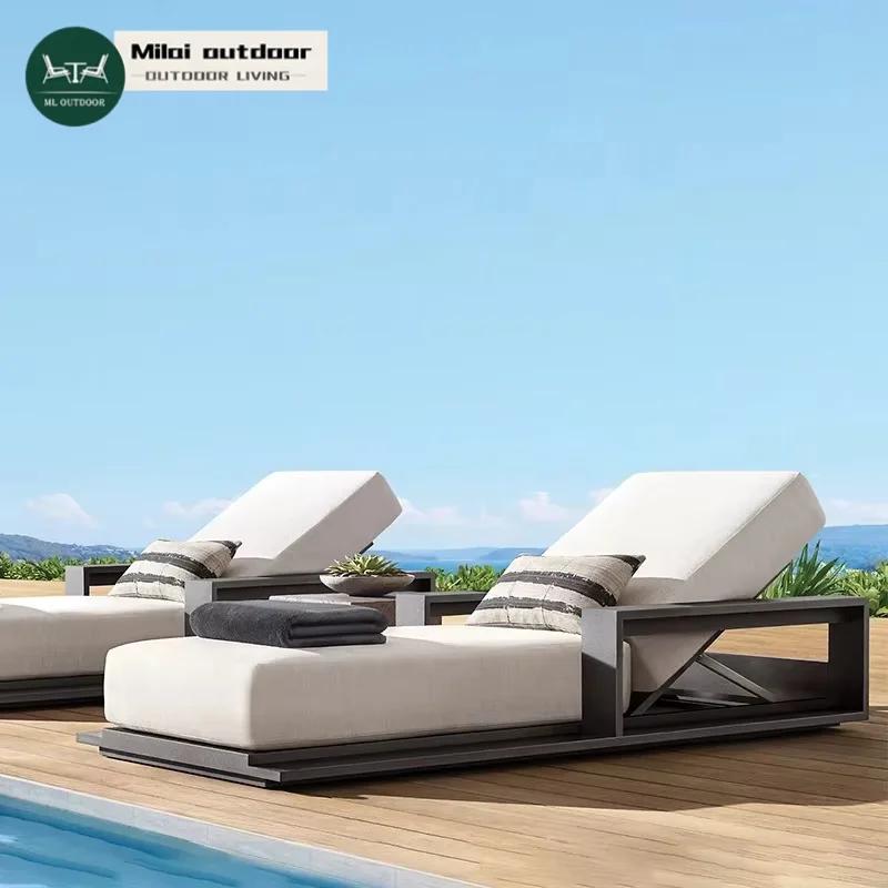 

Hot Selling Modern Outdoor Sun Loungers For Hotels Swimming Pools Patios Aluminum Sunbed Furniture Fabric For Gardens Daybed