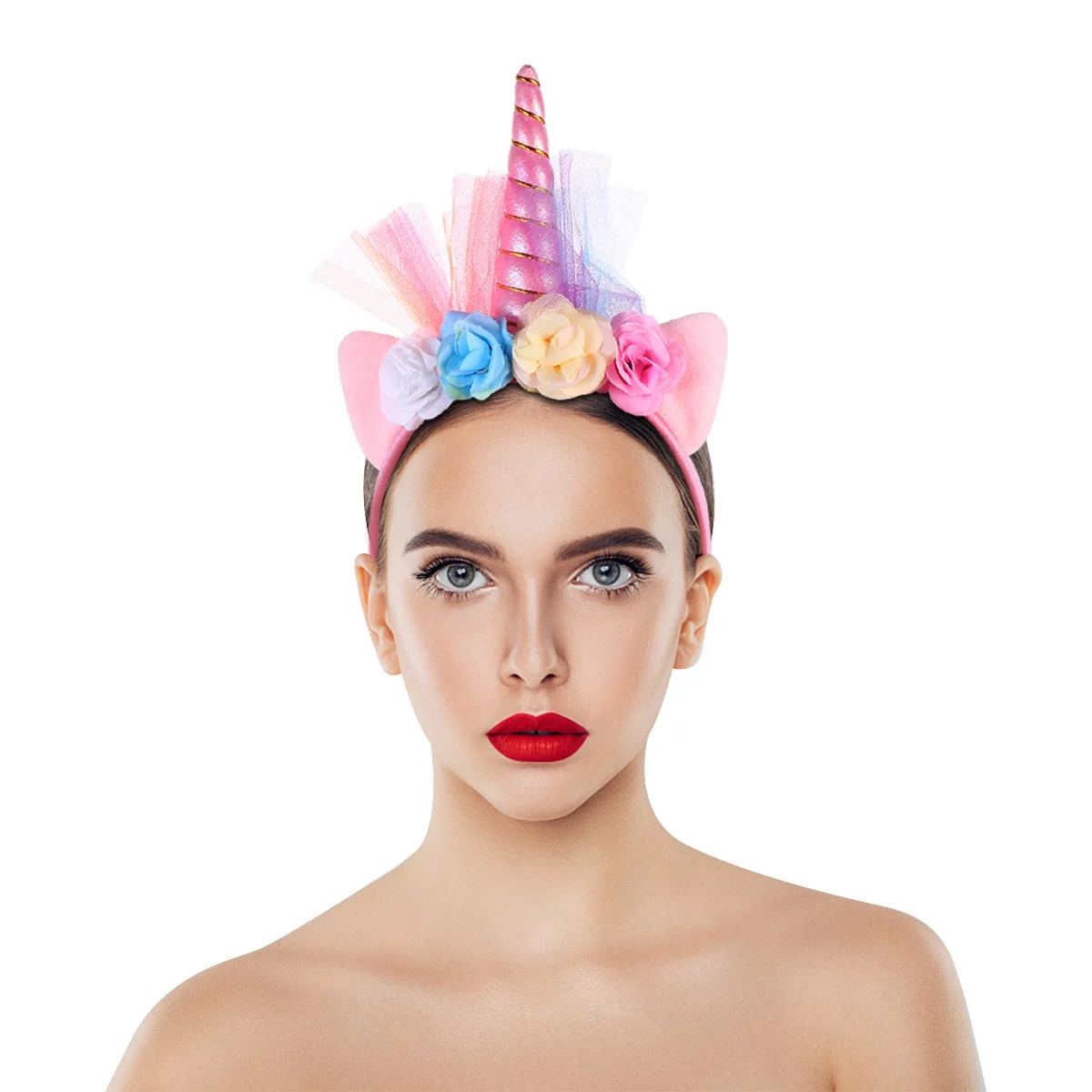 

1Pcs Luminous Unicorn Headband Gauze Kids Headband Large Comfortable LED Headdress Party Decoration Stage Prop Performance