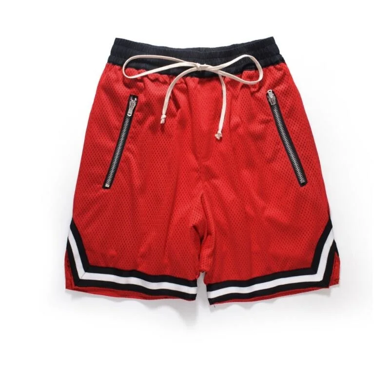 New 2019 Hip hop shorts men high street Mesh the double layer pocket zipper loose streetwear Men Shorts justin bieber shorts