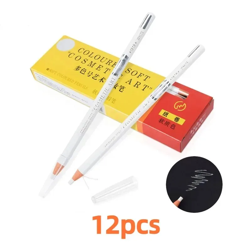 6/12pcs White Eyebrow Pencil Waterproof Microblading Peel-off Water-Resistant Eyebrow Eyeliner Eyeshadow Makeup Position Tools