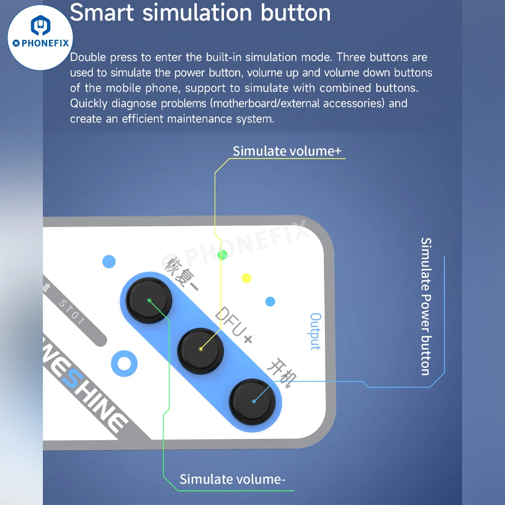 Imagem -05 - Aweshine St01 Caixa Dfu de Uma Chave entre Rapidamente o Modo de Recuperação dos Desenvolvedores Dfu de Alta Compatibilidade para Reparo do Iphone X15 Pro Max