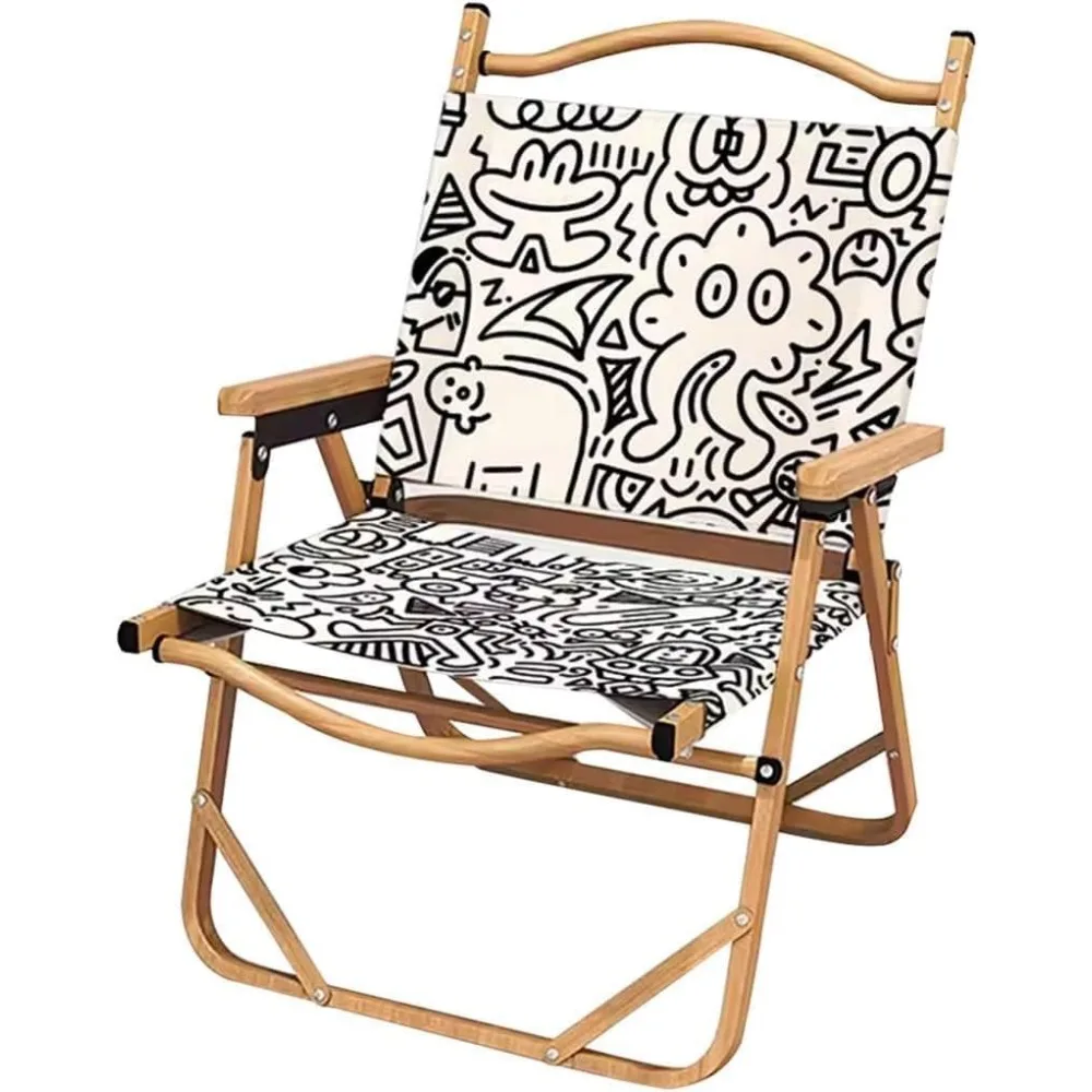 كرسي حديقة مبتكر قابل للطي مع طباعة فريدة من نوعها كرسي شاطئ خارجي مريح ومستقر، لا يتطلب تجميع، يدعم ما يصل إلى 1 #6