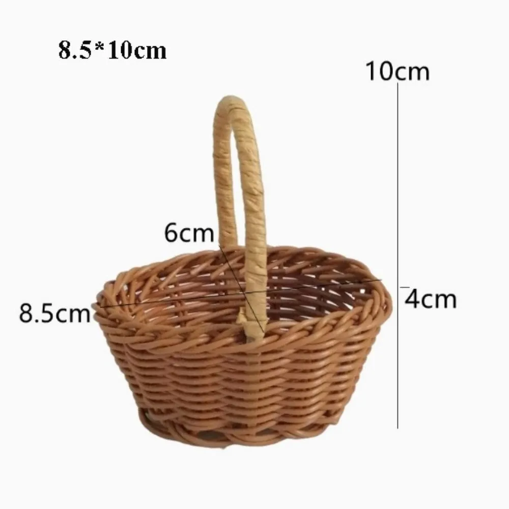 with Handle Imitation Rattan Handhold Household 10 Styles Braid Storage Baskets Handwoven Vegetable Fruit Flowers Holder