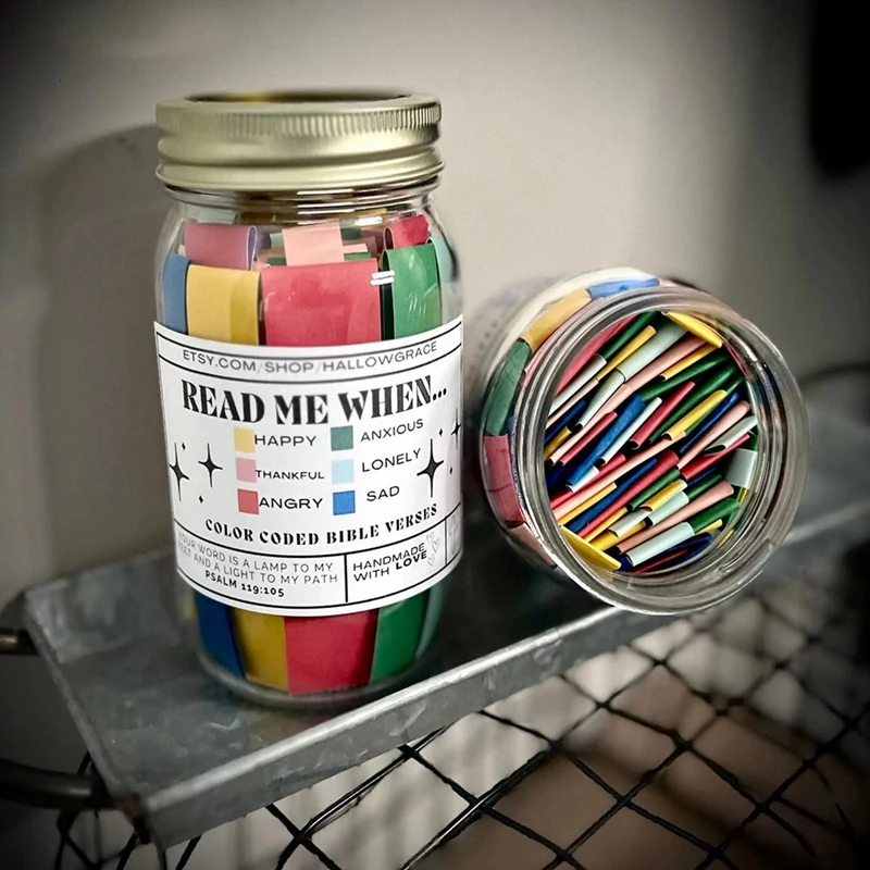 2PCS Bible Verses Jar For Emotions And Feelings,Bible Verses In A Jar,Scripture Jar, God's Encouragement,Prayer Request Durable