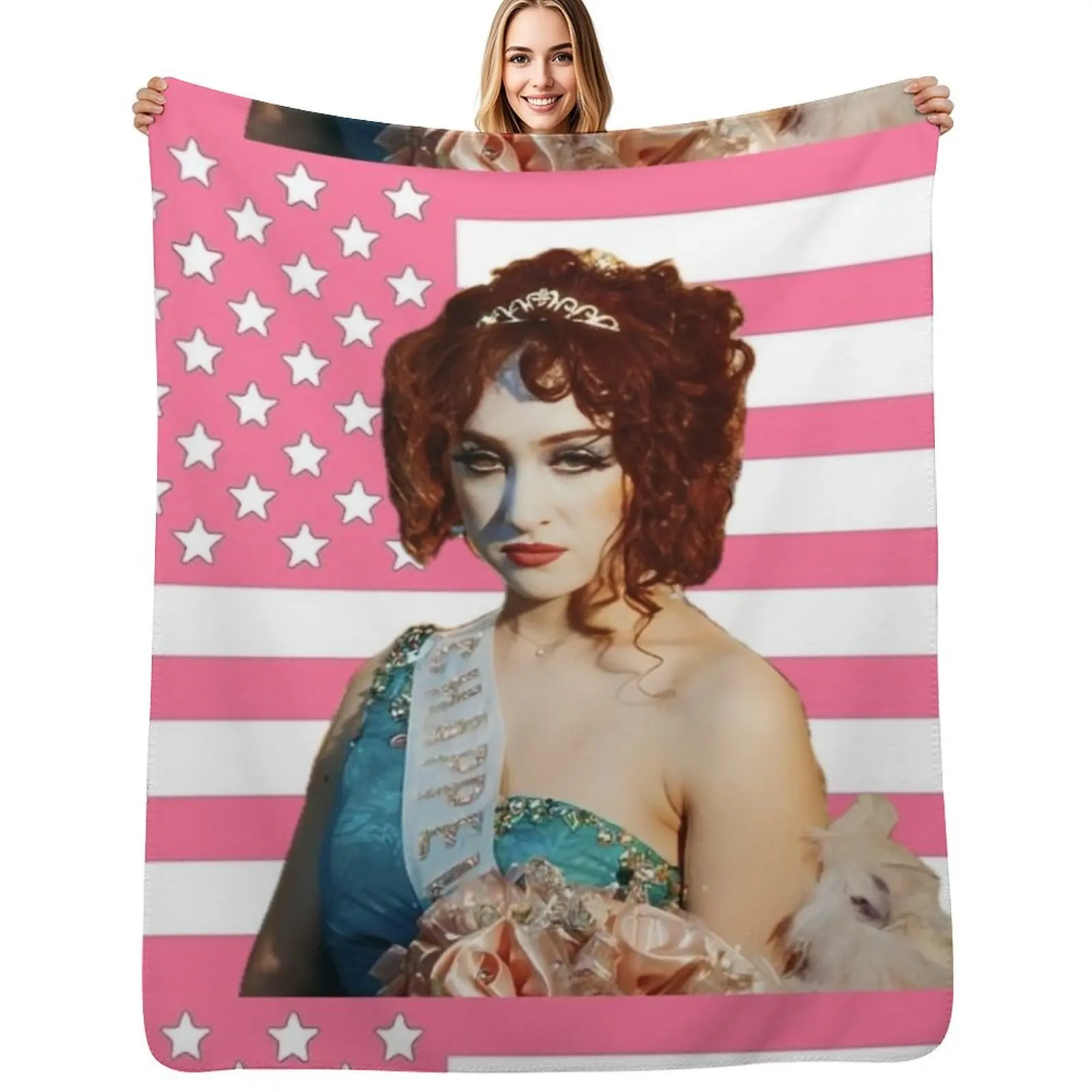 Chappell Pink America Throw Blanket Warm Plush Fuzzy Blanket for Living Room
