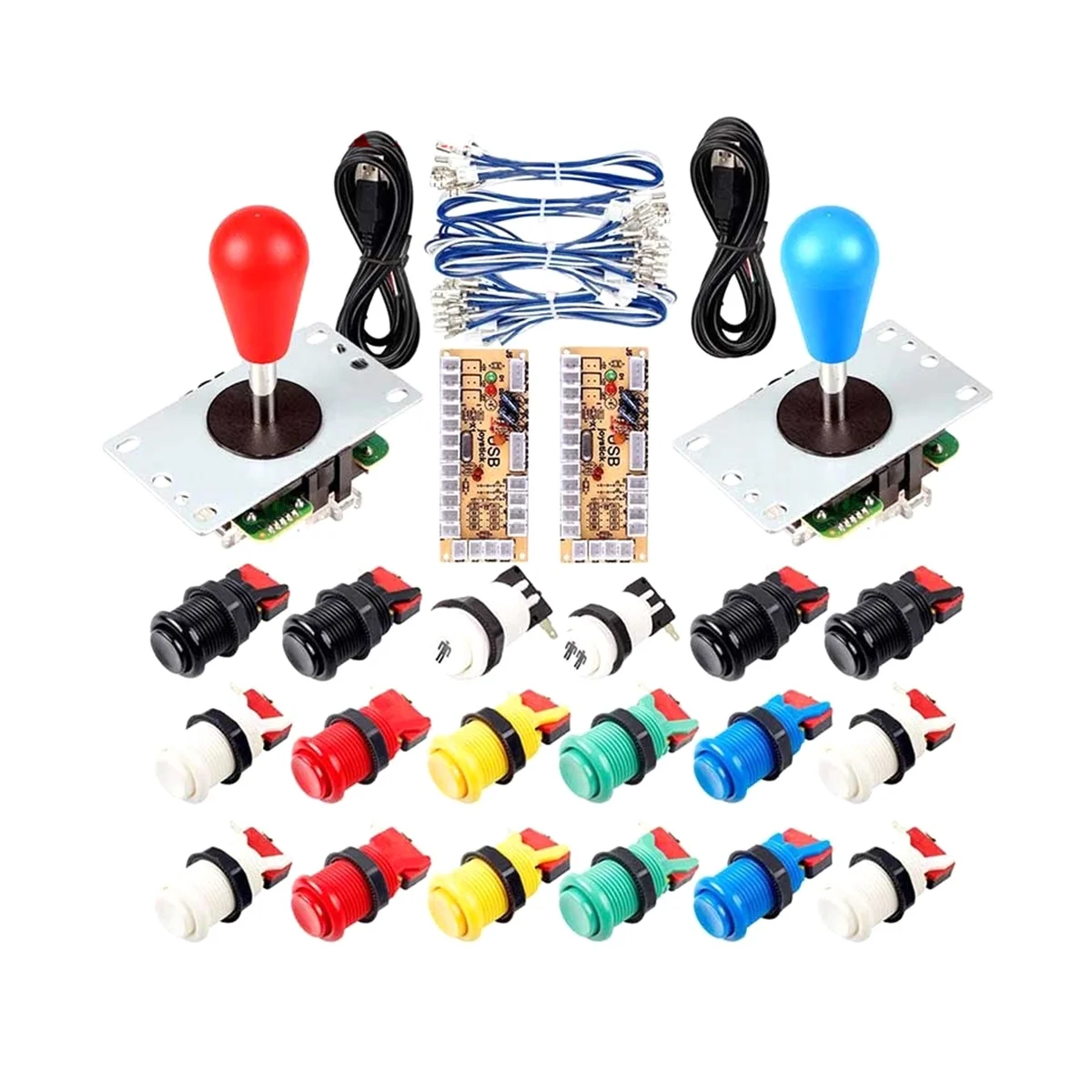 Arcade Joystick DIY Kit Zero Delay USB Controller PC Oval Ball Joystick with 30mm Push Buttons for PC PS3