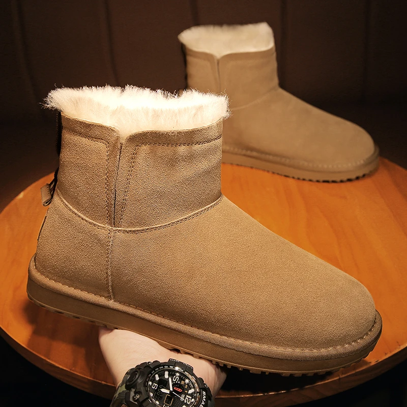 CYYTL Fur Warm Mens Snow Boots Winter Shoes Casual Leather Platform Ankle Outdoor Sport Hiking Luxury Designer Cowboy Sneakers image 2