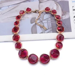 2026 New Multicolor Resin Round Metal Alloy Choker Necklace Women Indian Vintage Statement Large Collar Big Bib Necklace Jewelry