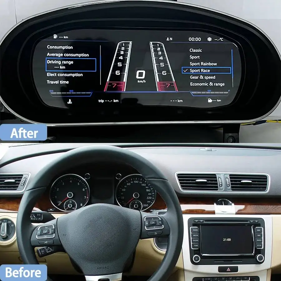 Tachometer Odometer For VW Volkswagen Passat B6 B7 CC 2007-2018 Instrument Cluster Digital Dashboard Speedometer Virtual Cockpit