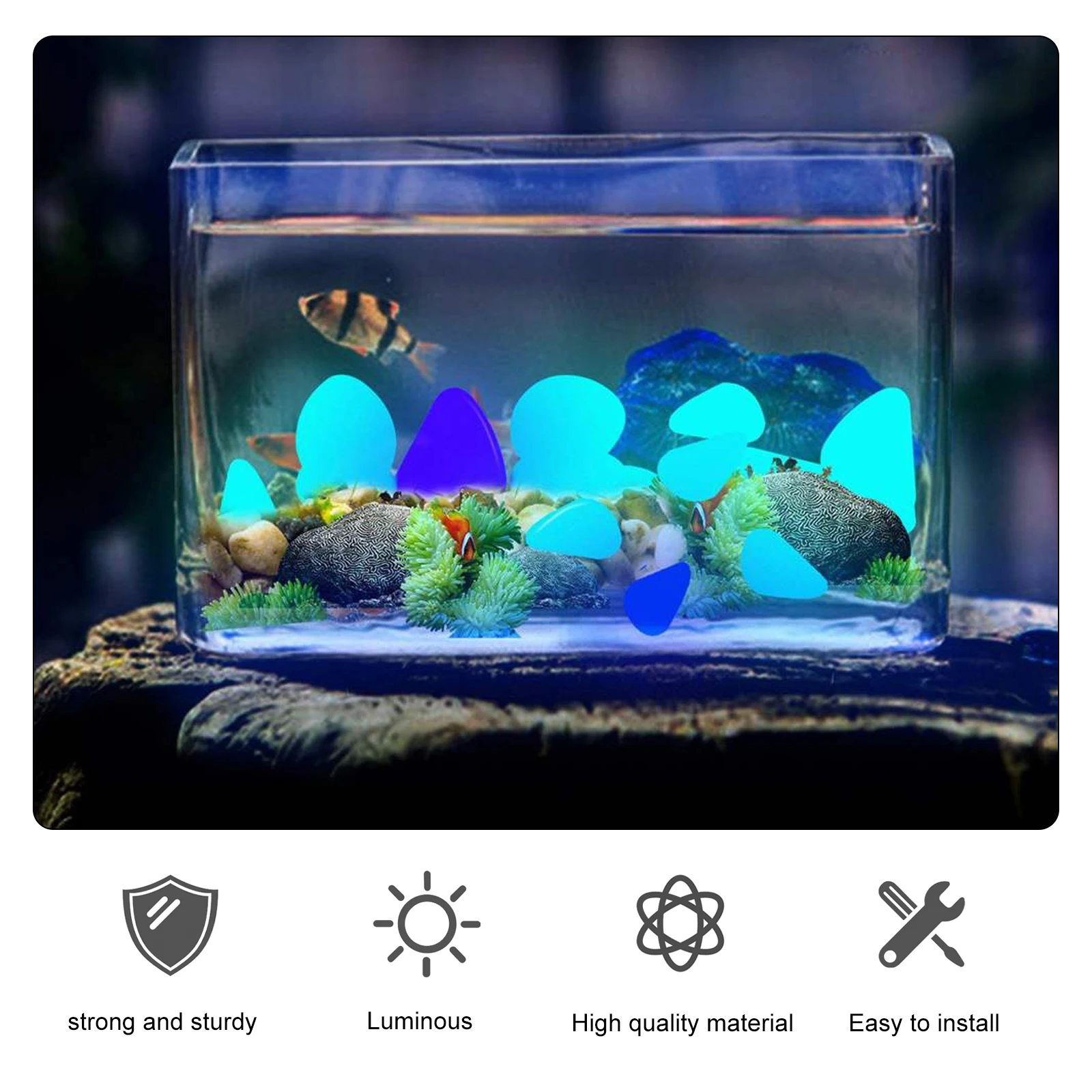 

100 Pcs Fish Tank Rocks Aquarium Decorative Polished Stone Accessories Glowing Reptile Basking