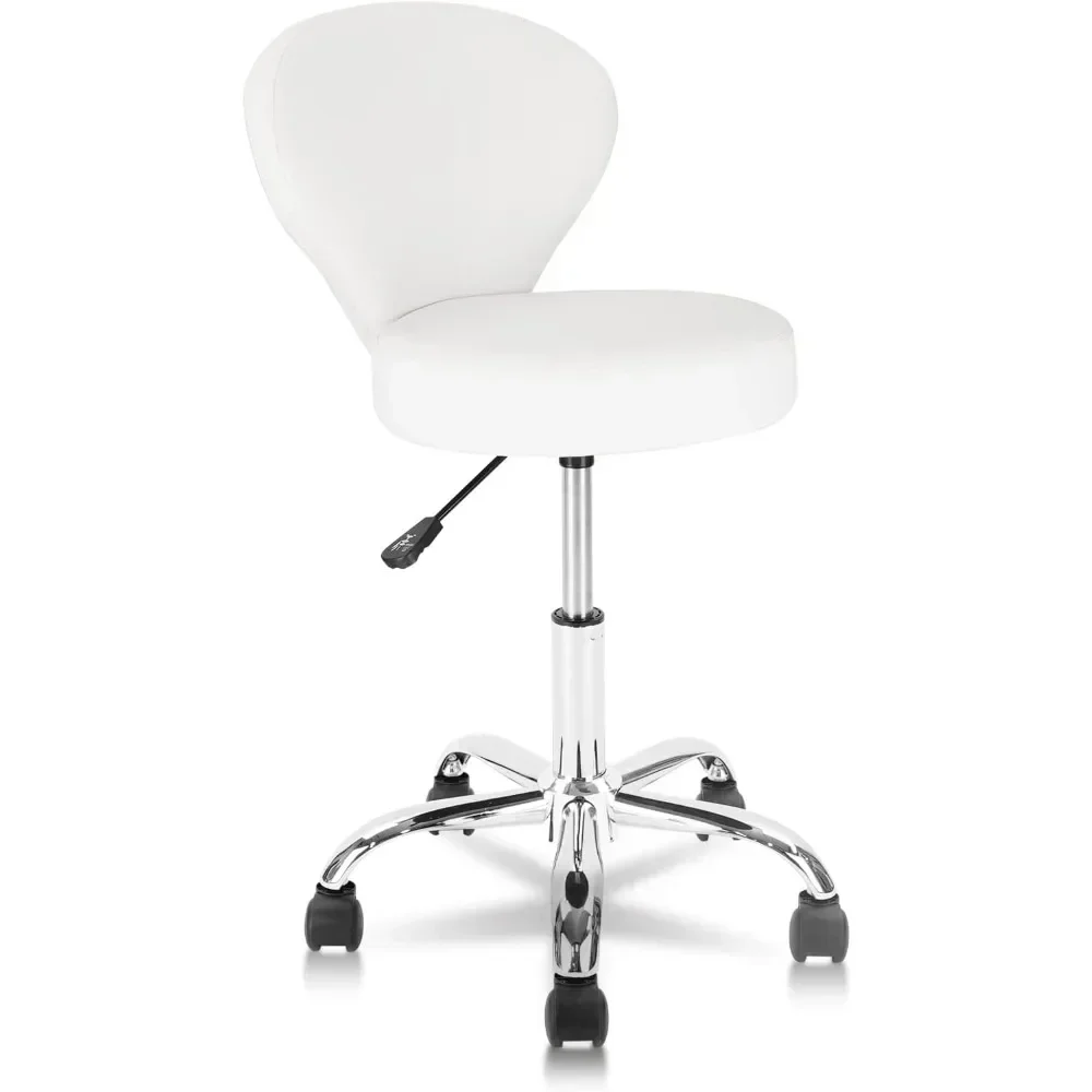 

Rolling Swivel Salon Stool Chair with Back Support Adjustable Hydraulic for Office Massage Facial Spa Medical Drafting