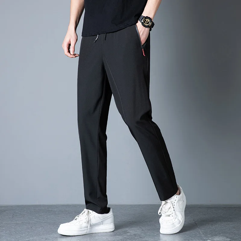 summer men's ice silk quick drying casual pants slim fit Korean version ice silk pants sports pants straight tube quick drying