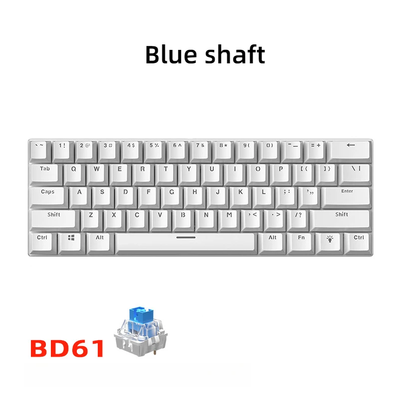61 Key Mechanical Keyboard with Blue Brown Switches Mixed RGB Backlight for Gaming Laptop Wired