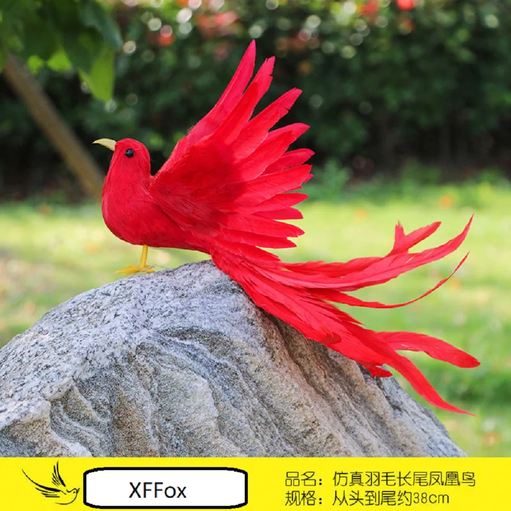 new simulation foam and feather long tail red bird model artificial bird home decoration gift about 38cm h2966